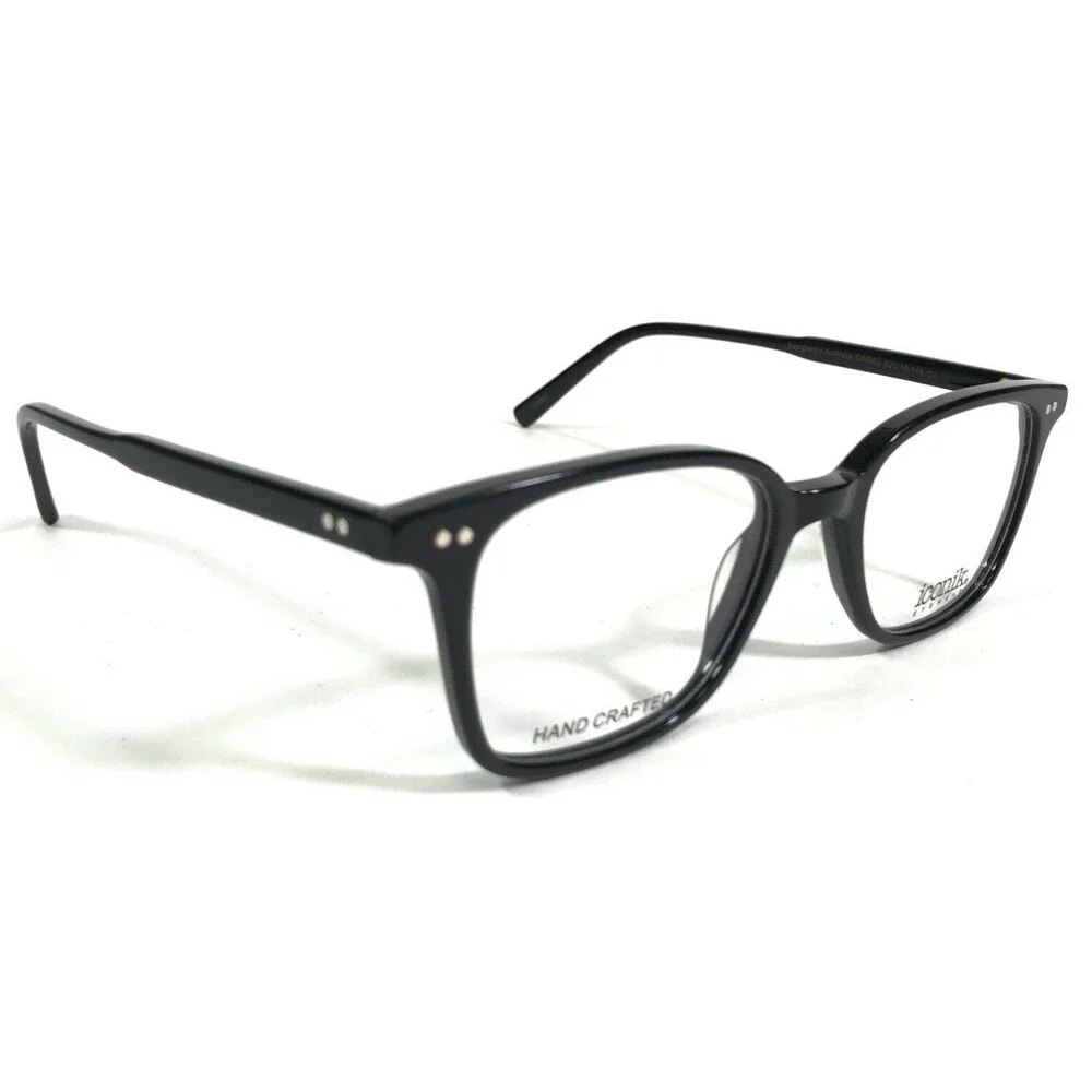 Iconik Eyeglasses Frames SIRREL C1 Black Square Full Rim Horn Rim 52-19-145